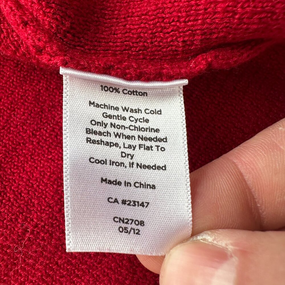 Talbots Sweater Womens 1X Cardigan Button Close V Neck Notched Red Long Sleeve - Picture 11 of 12